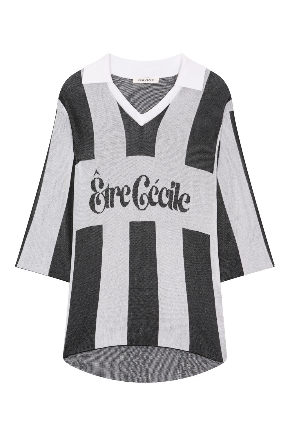 Swirl Knitted Football Jersey in Black/White