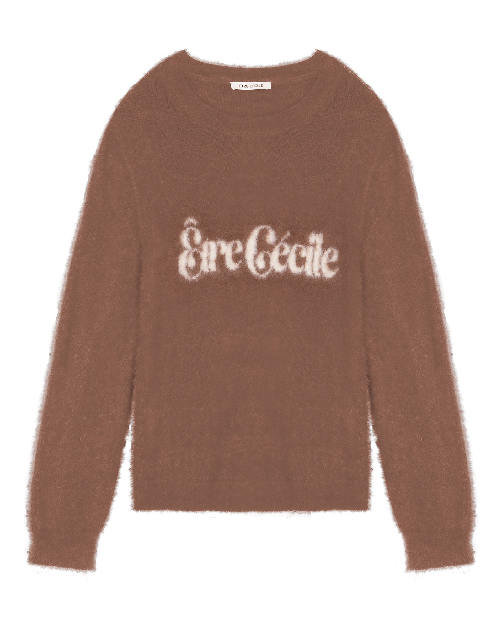 Fluffy Crewneck Jumper in Brown