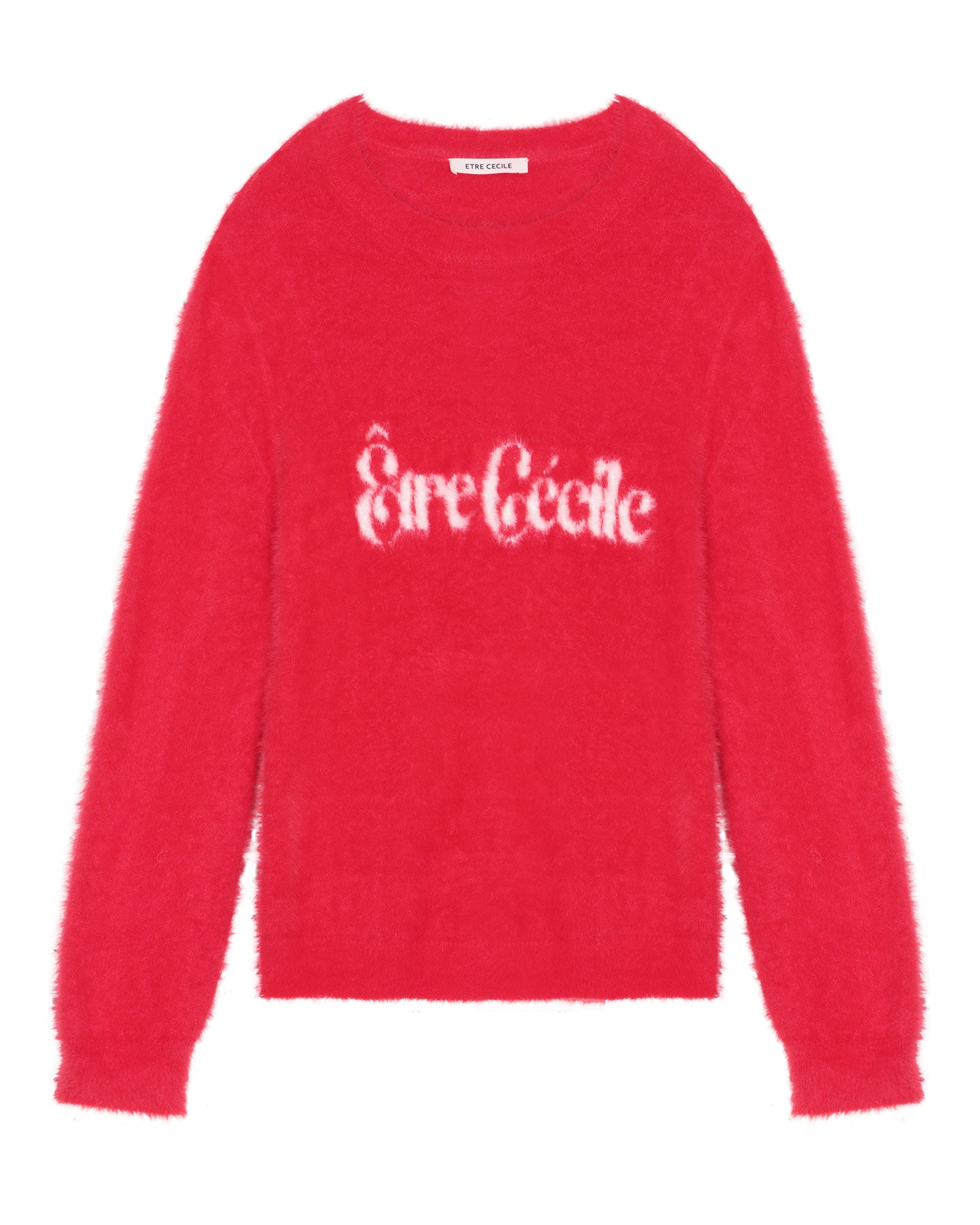 Fluffy Crewneck Jumper in Red