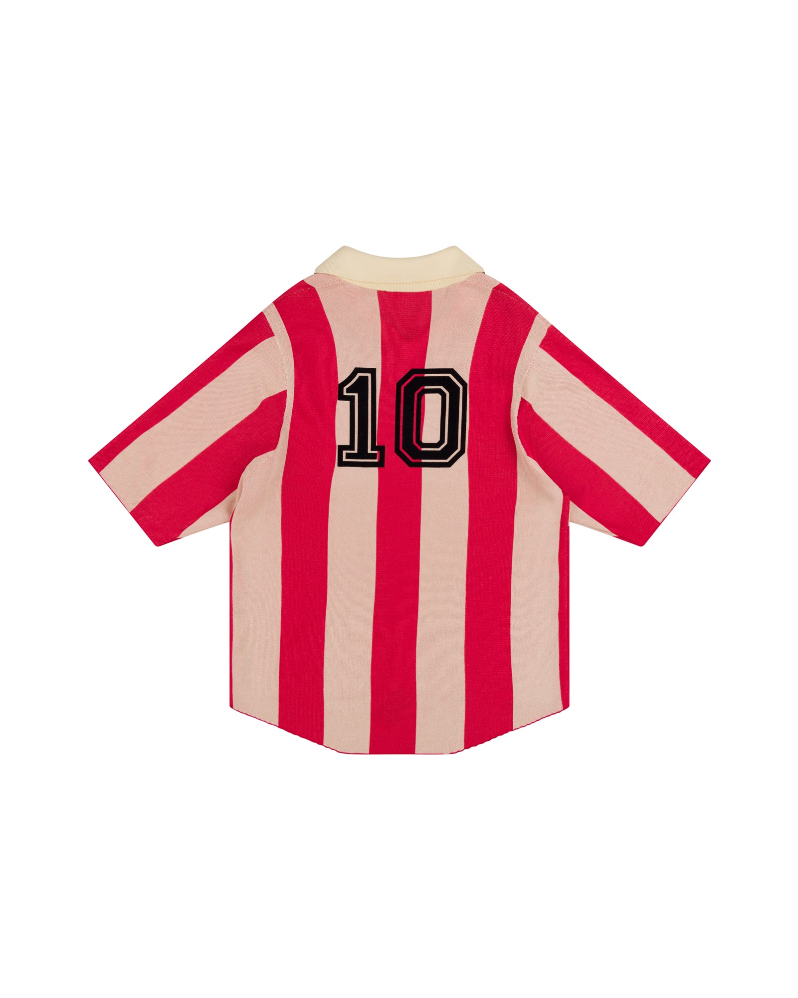 Swirl Knitted Football Jersey in Red/Ecru