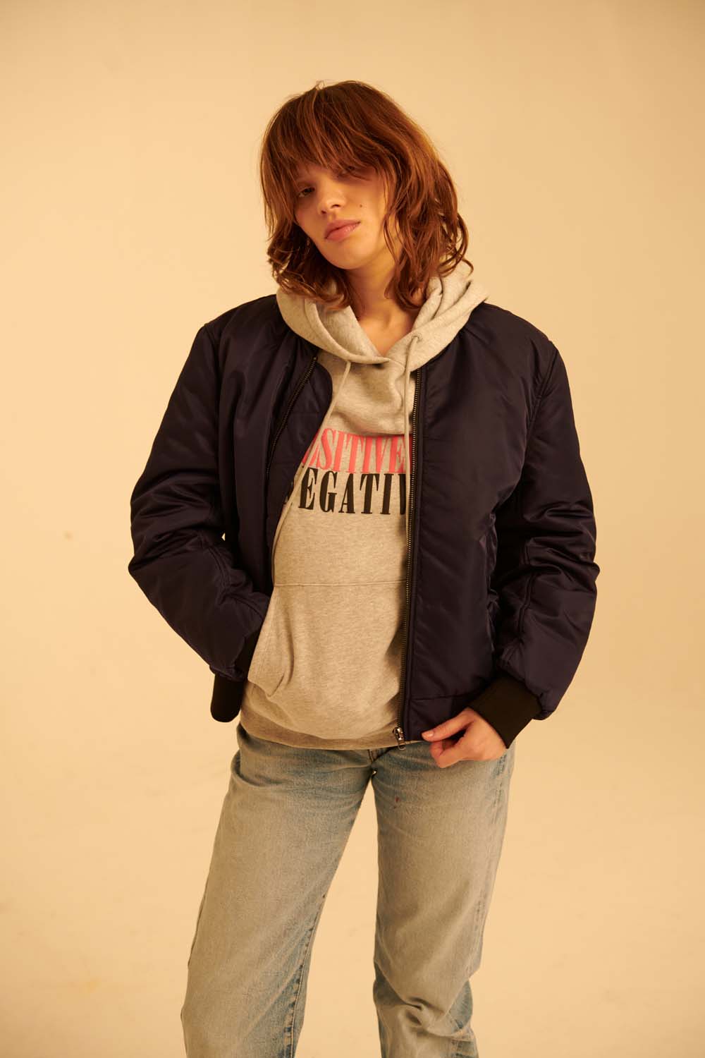 Padded Nylon Flight Jacket in Black