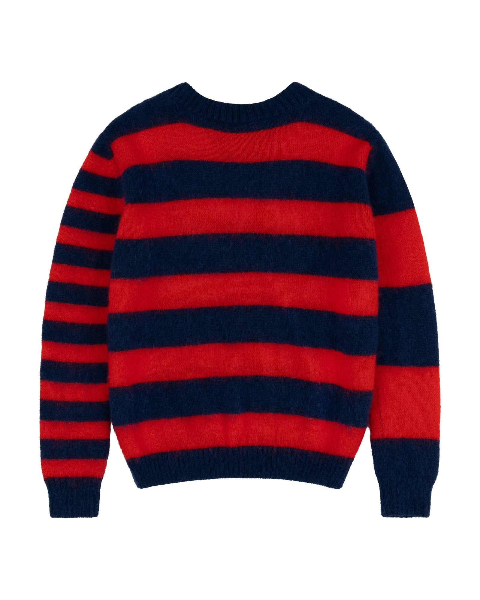 Striped Boxy Mohair Blend Knit in Red/Navy