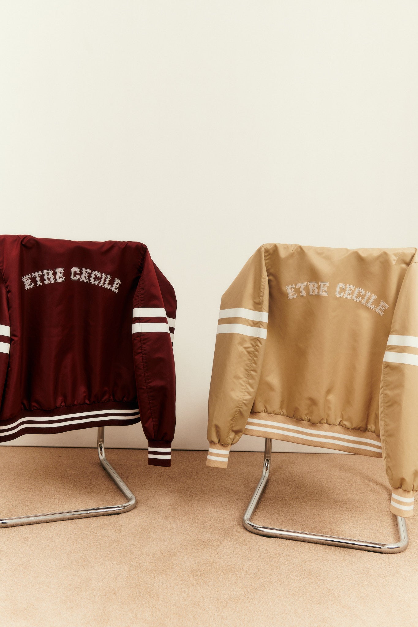 Varsity Flight Jacket in Ecru