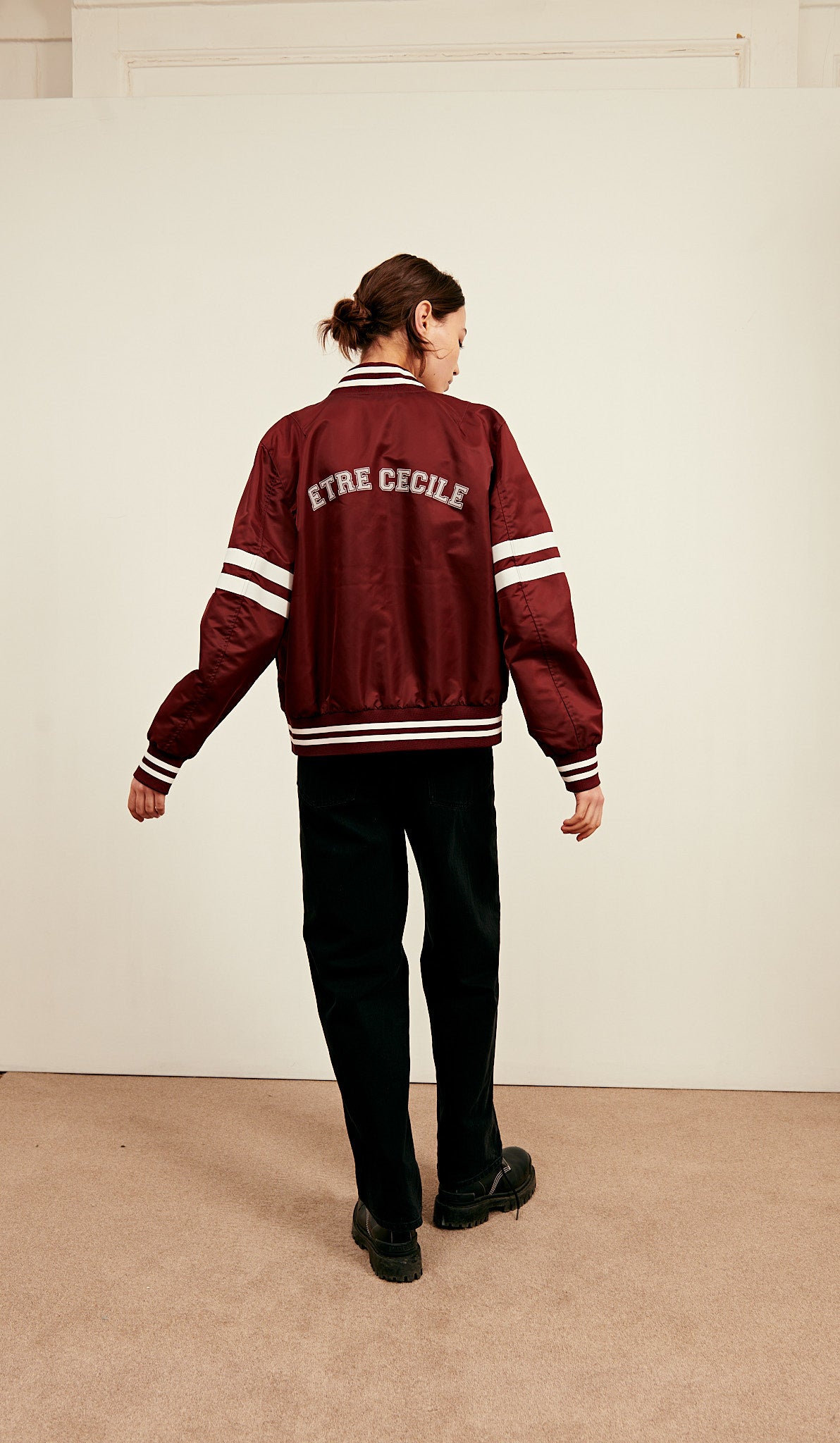 Varsity Flight Jacket in Burgundy
