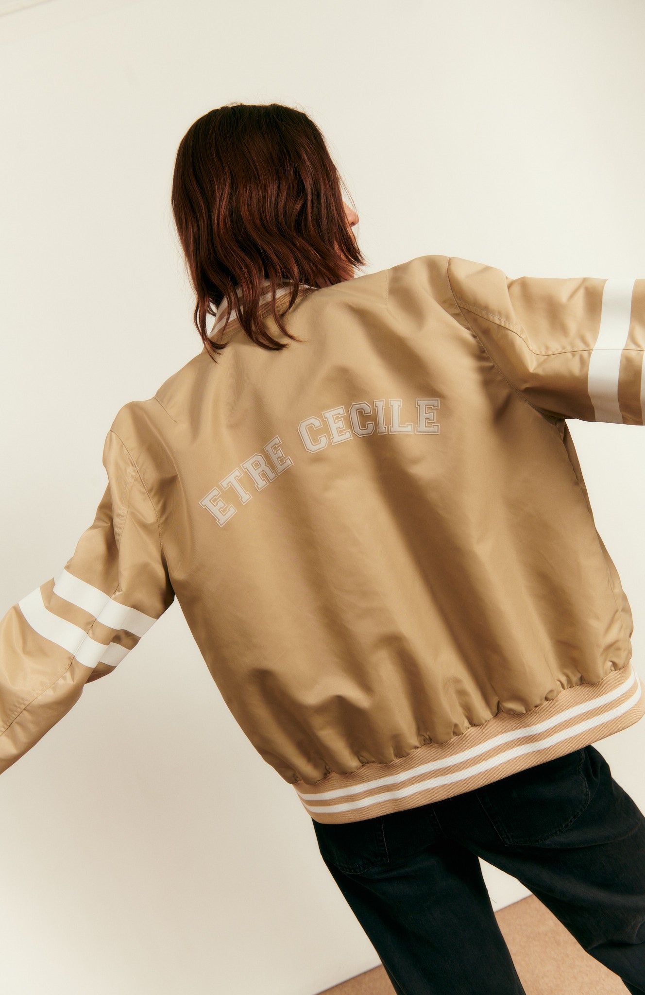 Varsity Flight Jacket in Ecru