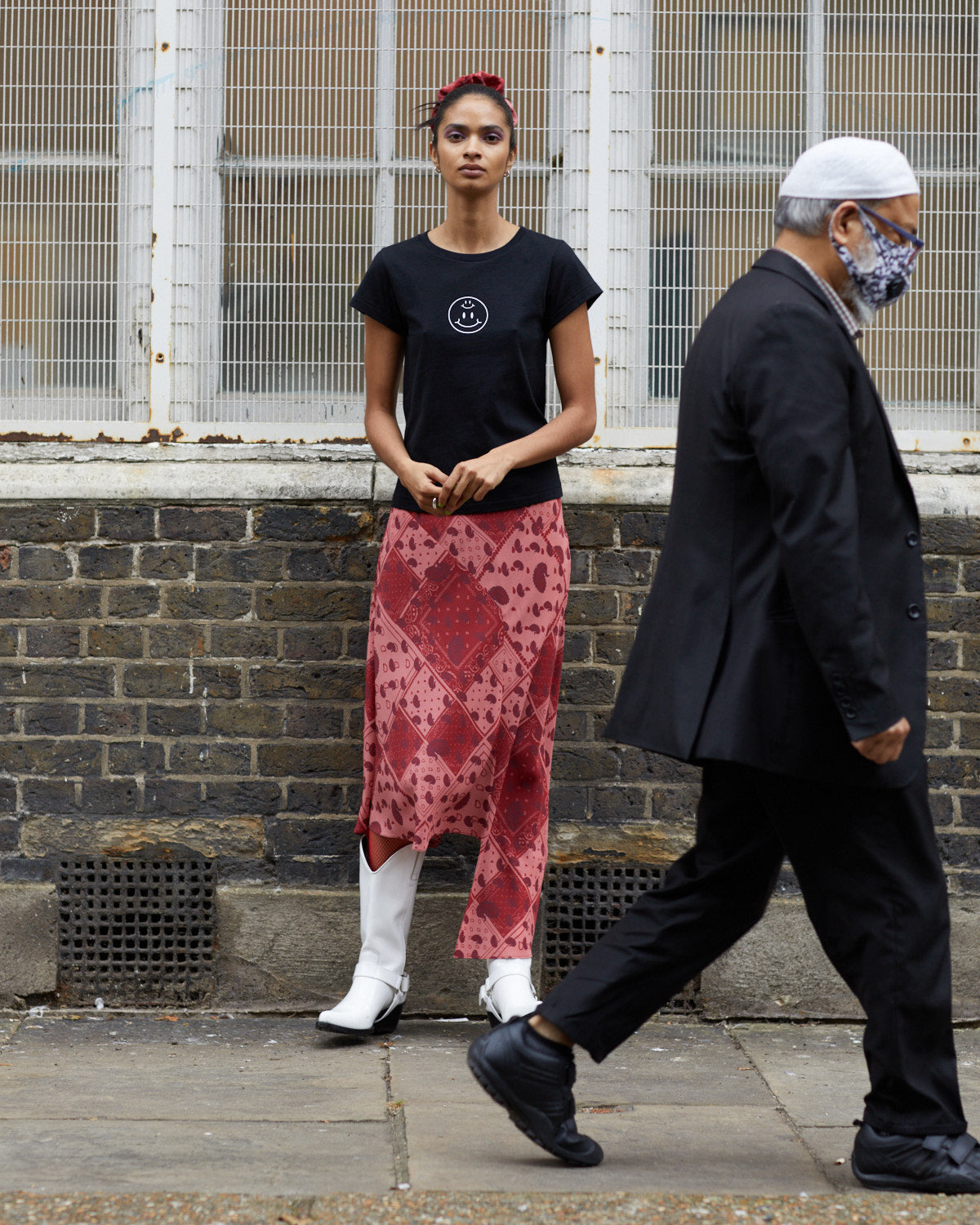 Double Smiley Cap Sleeve T-Shirt