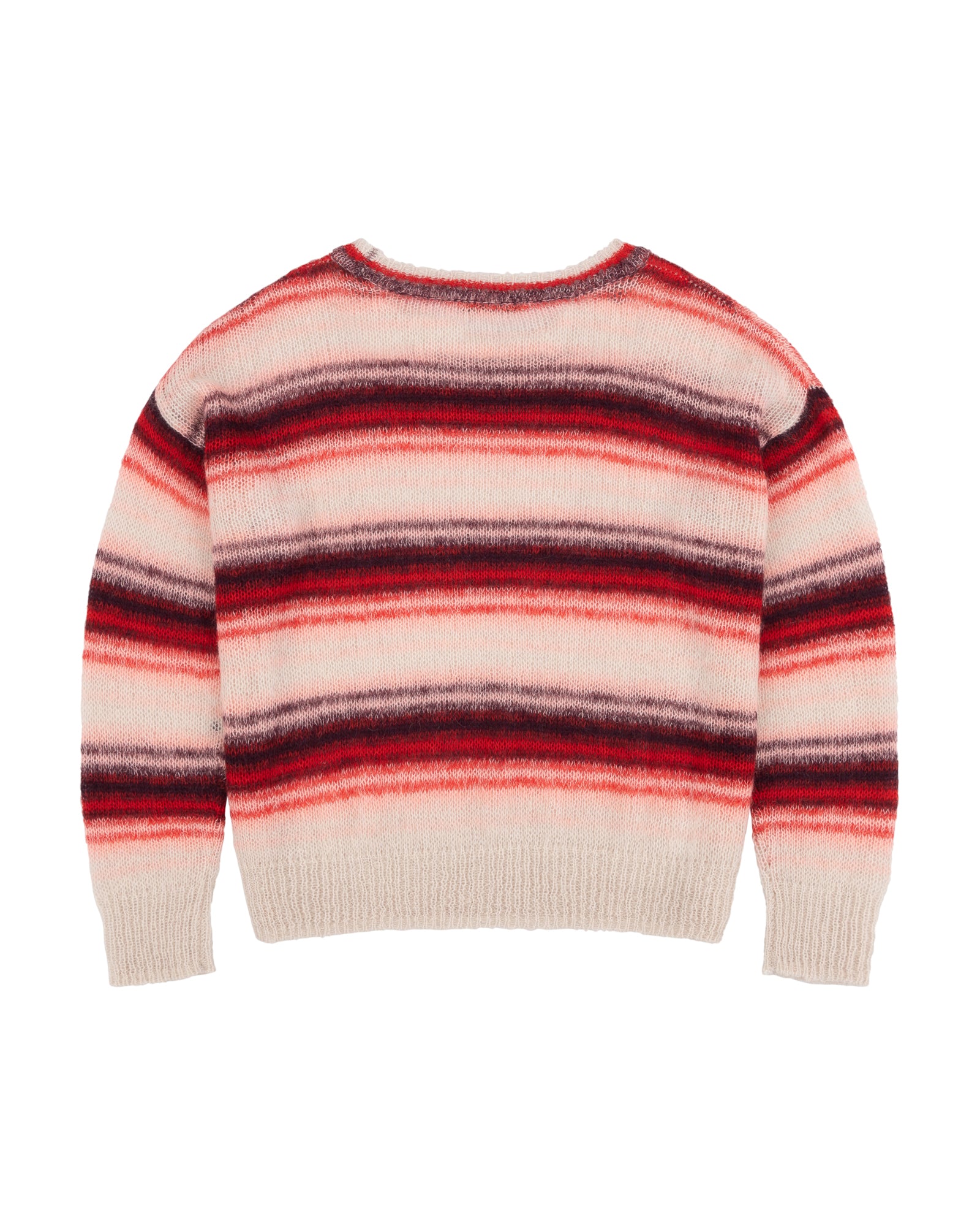 Blurry Stripe Mohair Blend Boxy Knit in Red/Cream