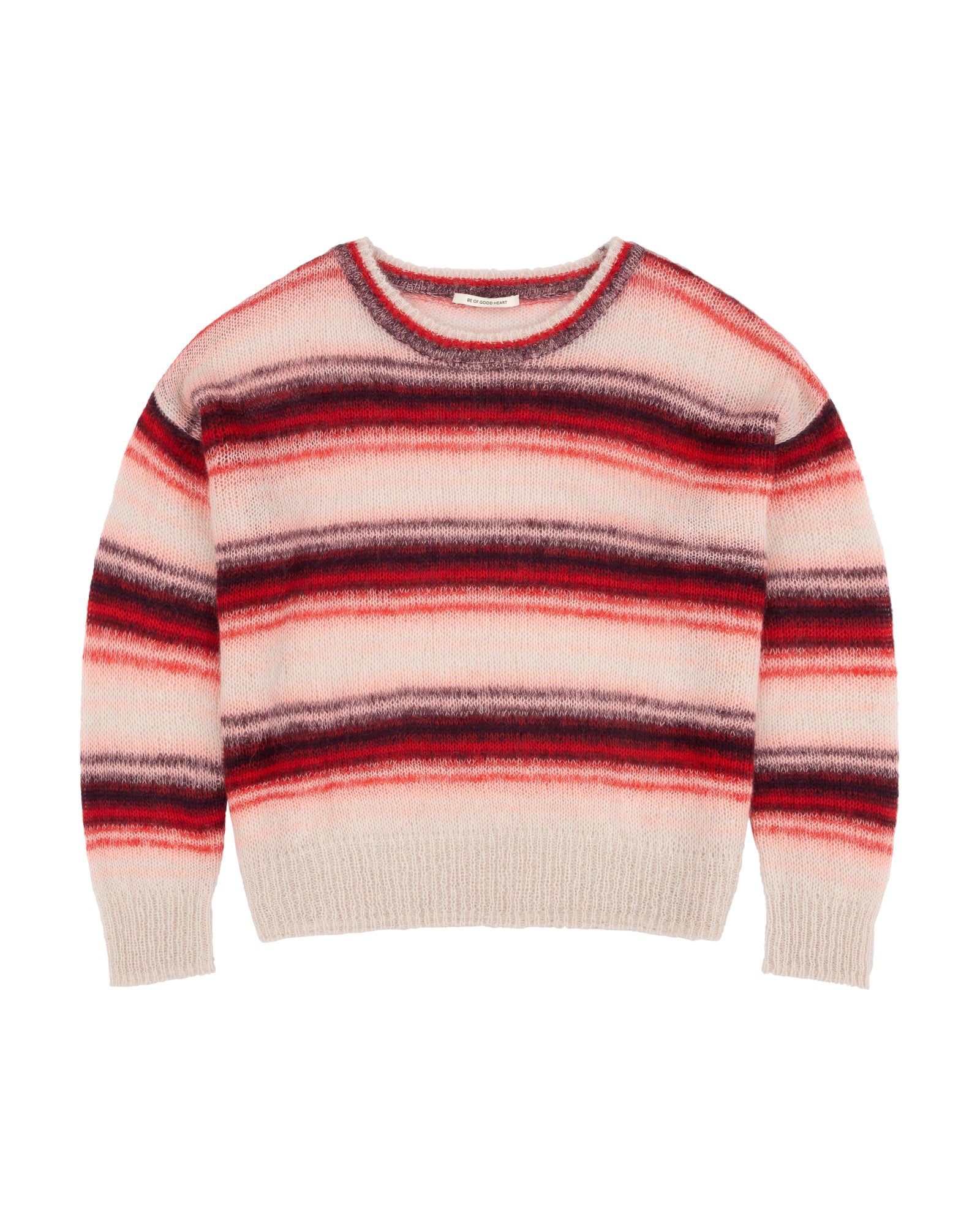 Blurry Stripe Mohair Blend Boxy Knit in Red/Cream