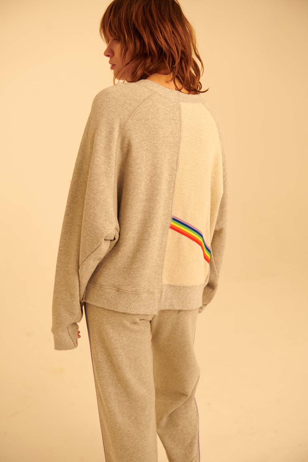 Rainbow Rib Cropped Deconstructed Sweatshirt