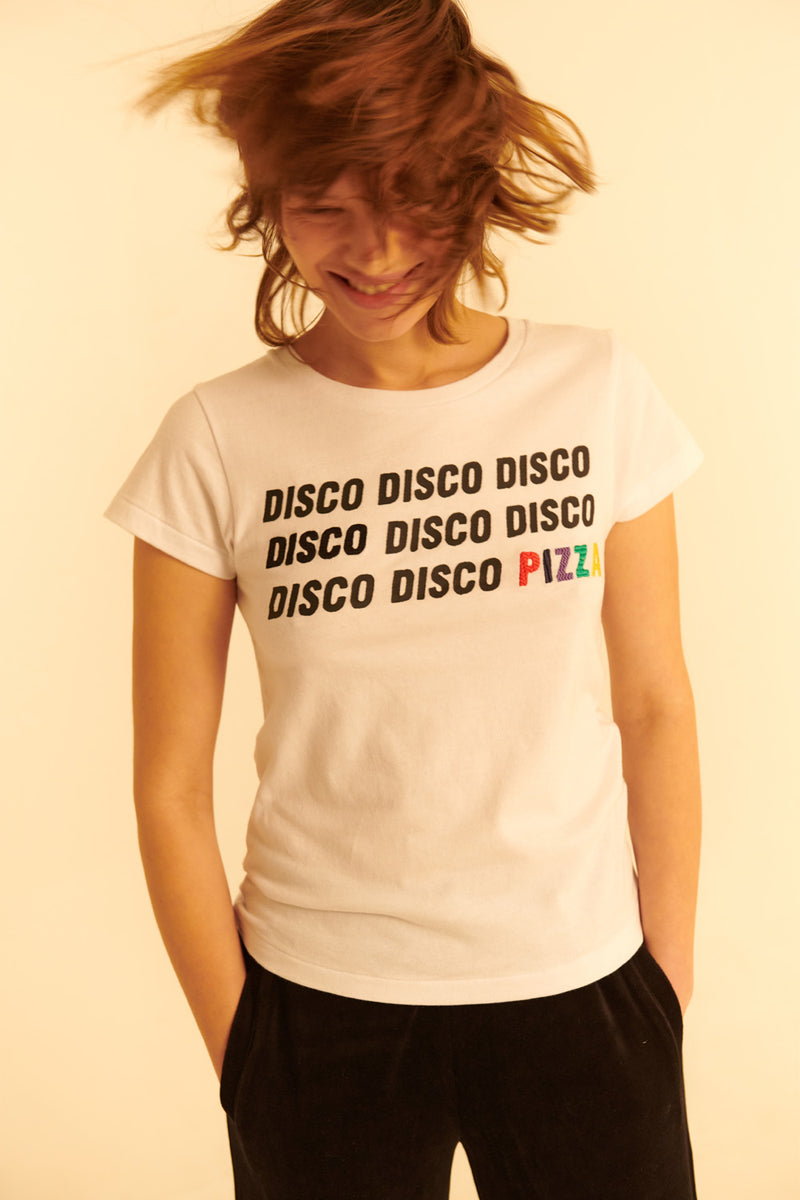 Disco Pizza Cap Sleeve T-Shirt