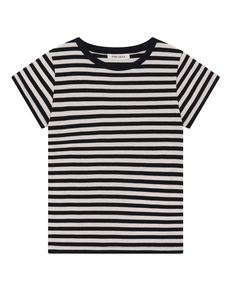 Navy Breton Stripe Cap Sleeve T-Shirt