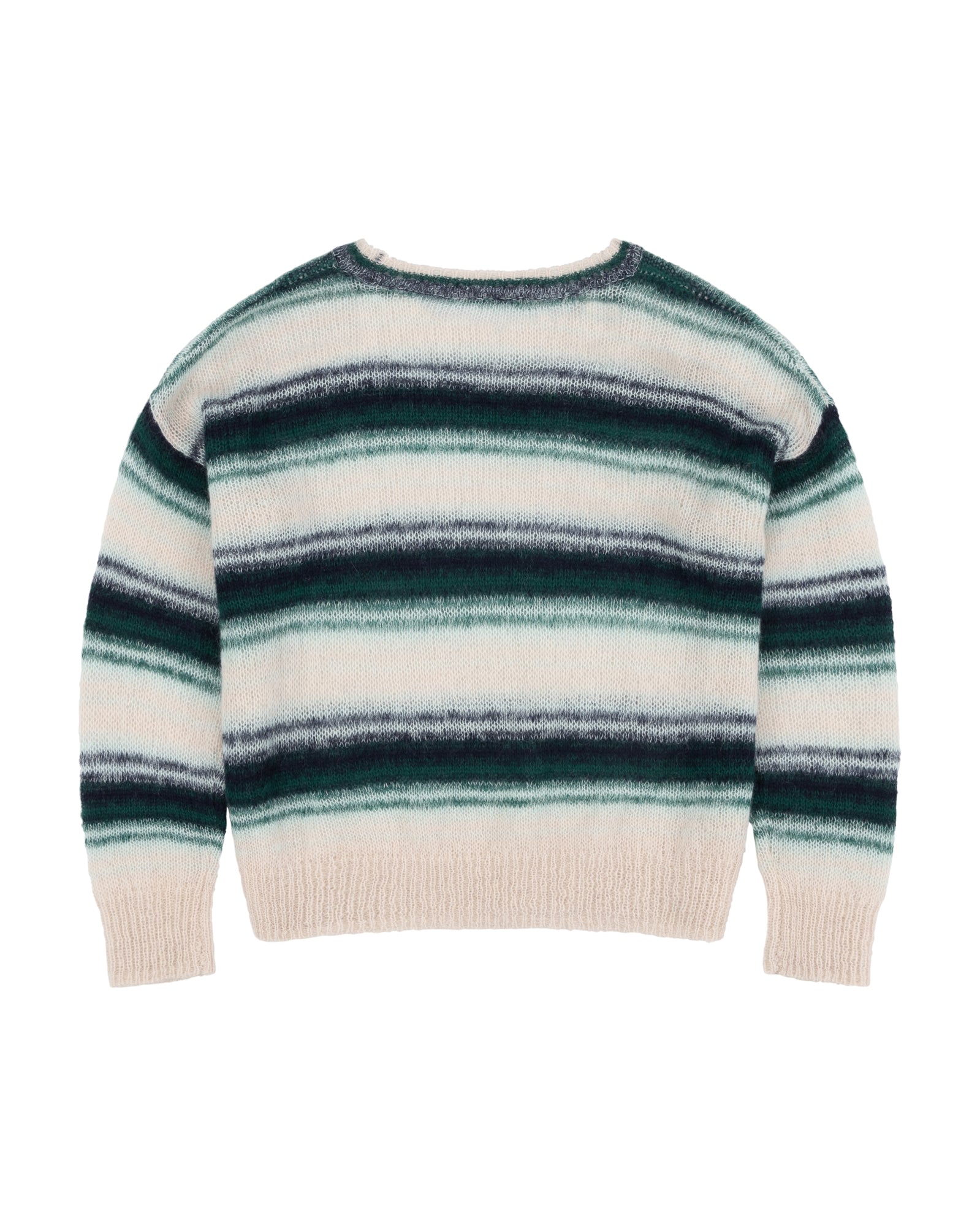 Blurry Stripe Mohair Blend Boxy Knit in Blue/Cream