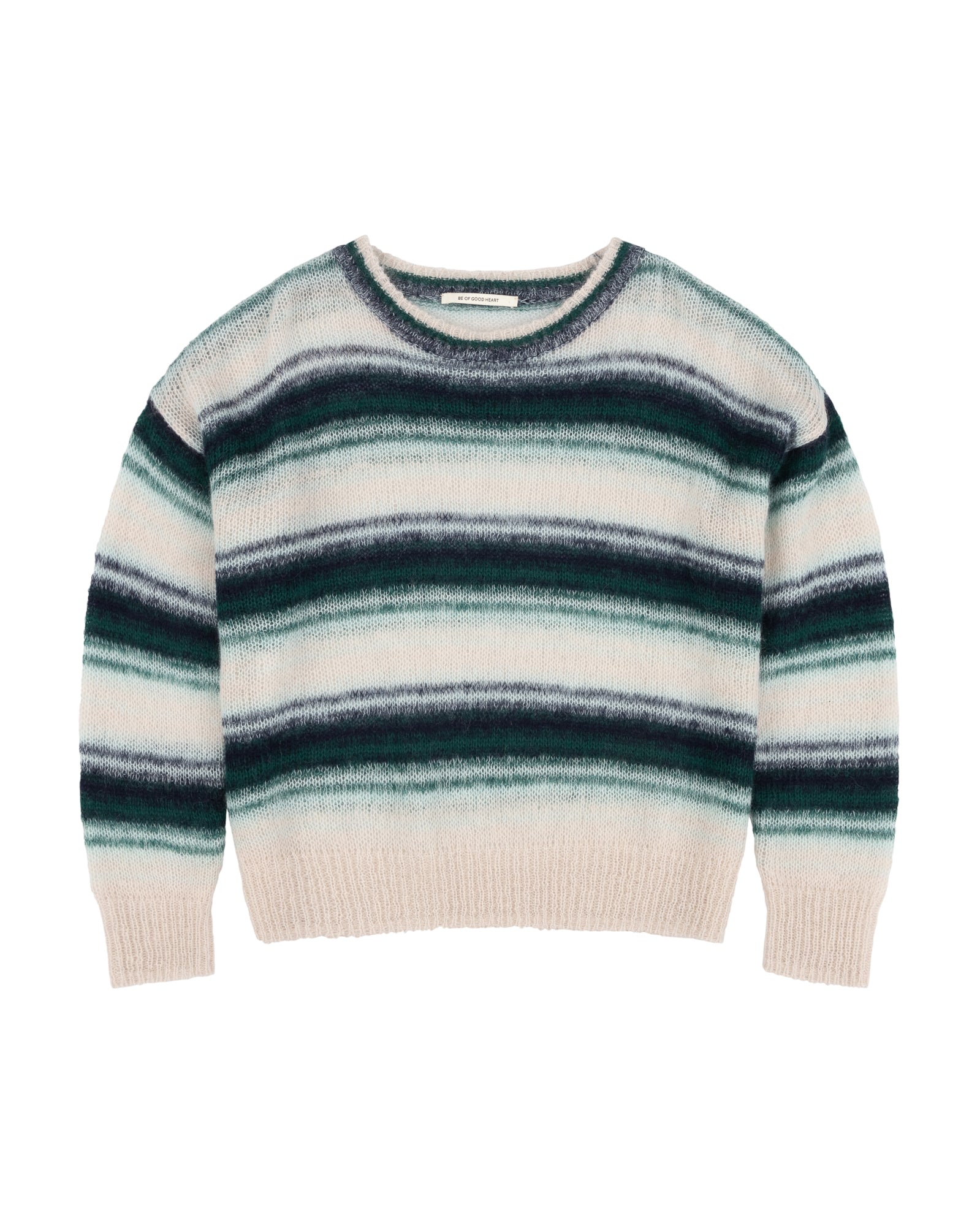 Blurry Stripe Mohair Blend Boxy Knit in Blue/Cream