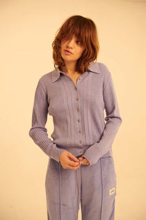 Long Sleeve Merino Wool Polo Knit Cardigan