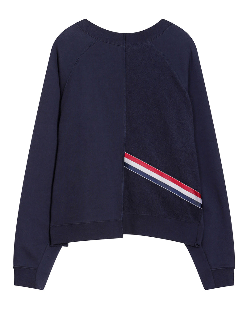 Grosgrain Stripe Crop Deconstruct Sweatshirt