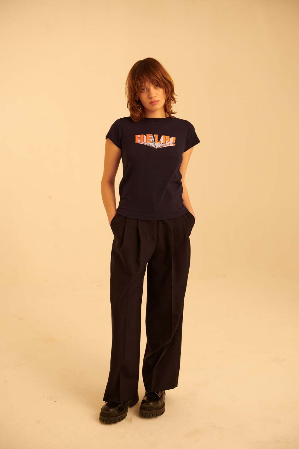 Help Gradient Cap Sleeve T-Shirt