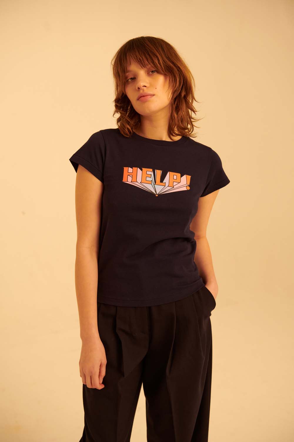 Help Gradient Cap Sleeve T-Shirt