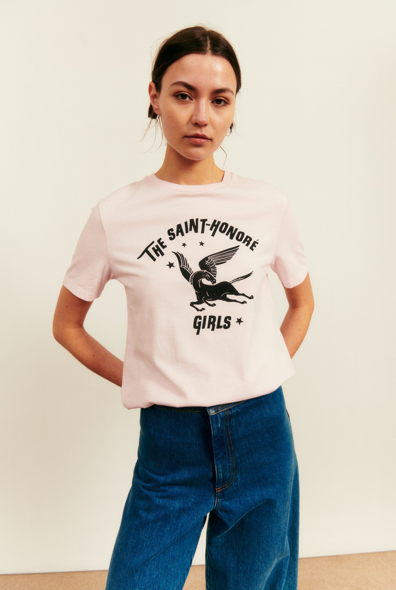 St Honore Girls Classic T-Shirt in Pink Washed