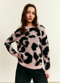 Leopard Mohair Blend Boxy Knit