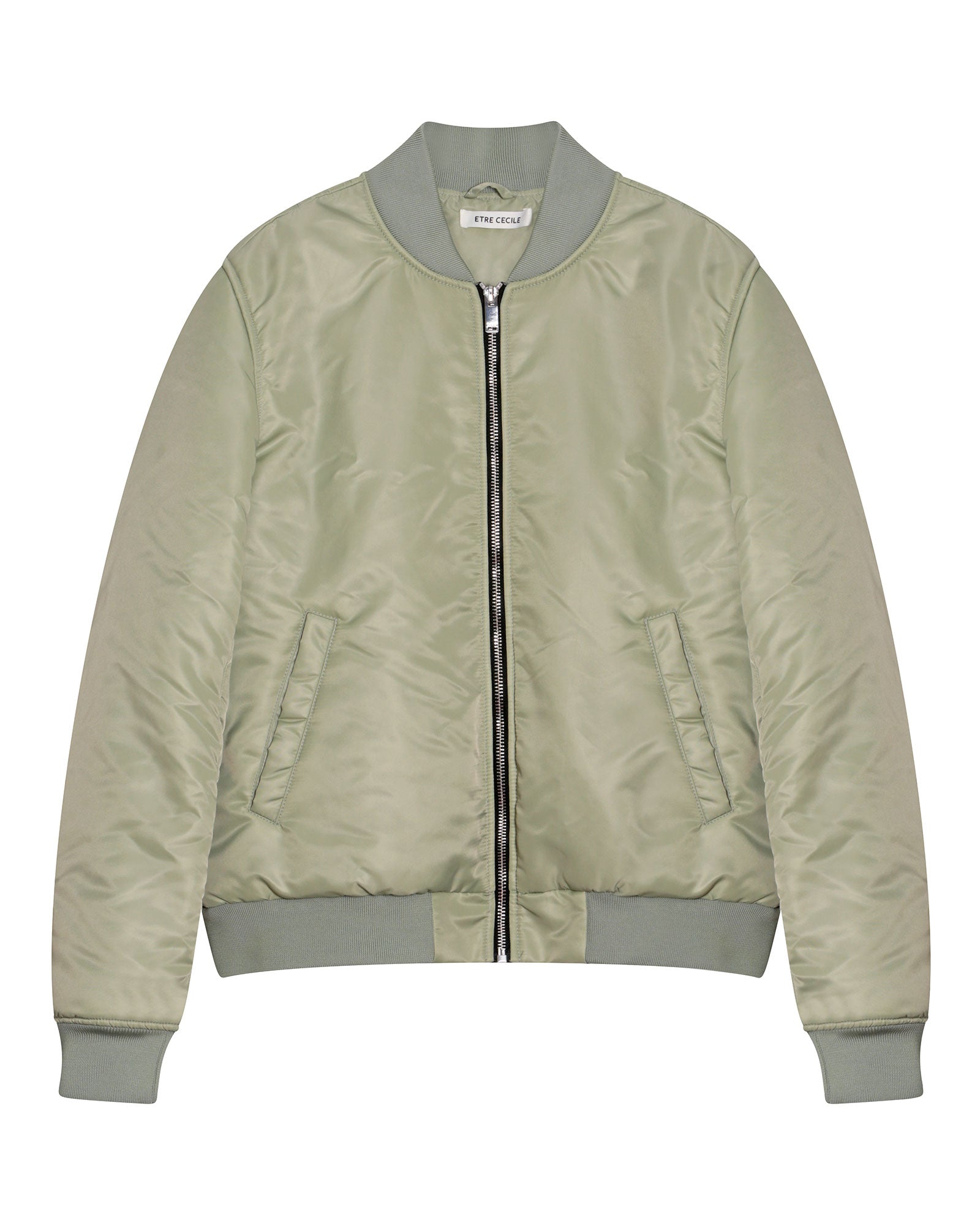 Padded Nylon Flight Jacket in Green
