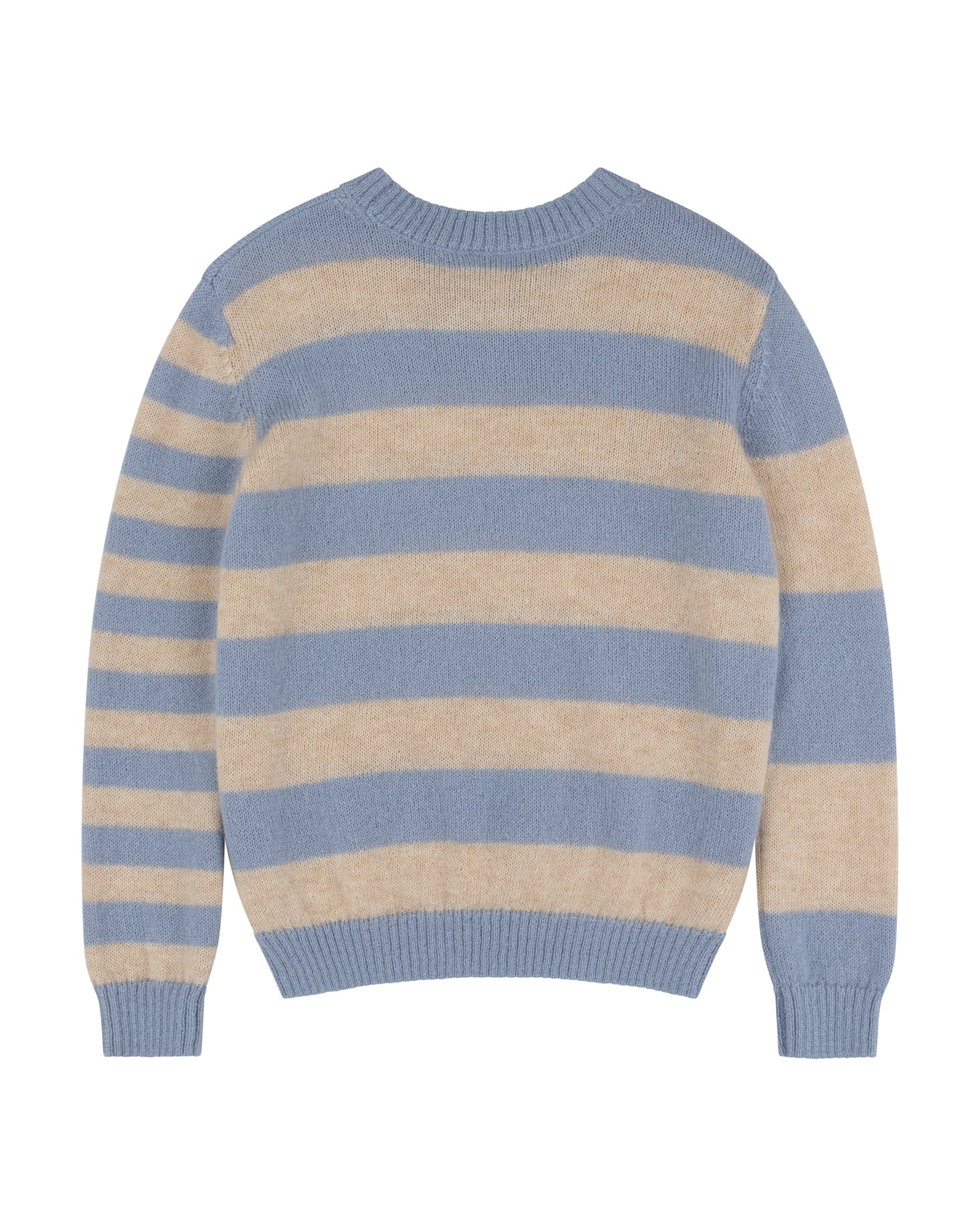 Striped Boxy Mohair Blend Knit in Blue/Cream