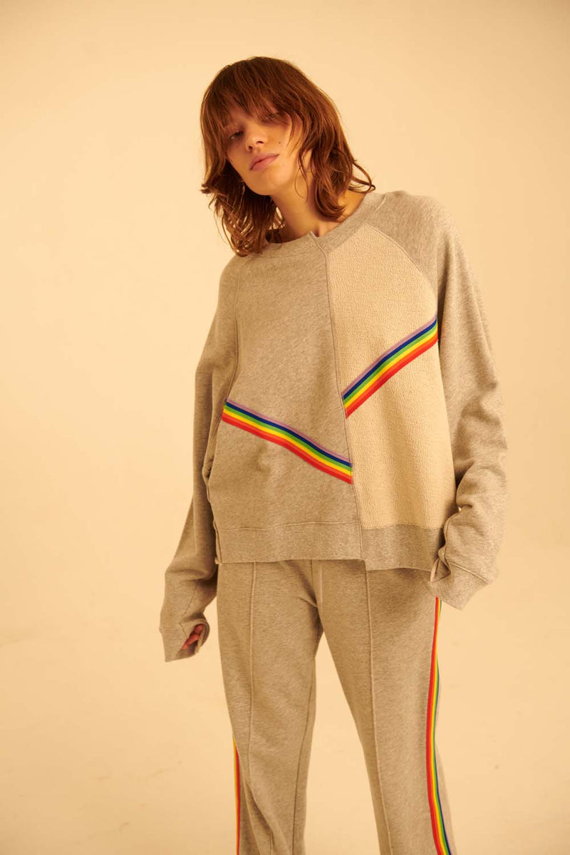 Rainbow Rib Cropped Deconstructed Sweatshirt