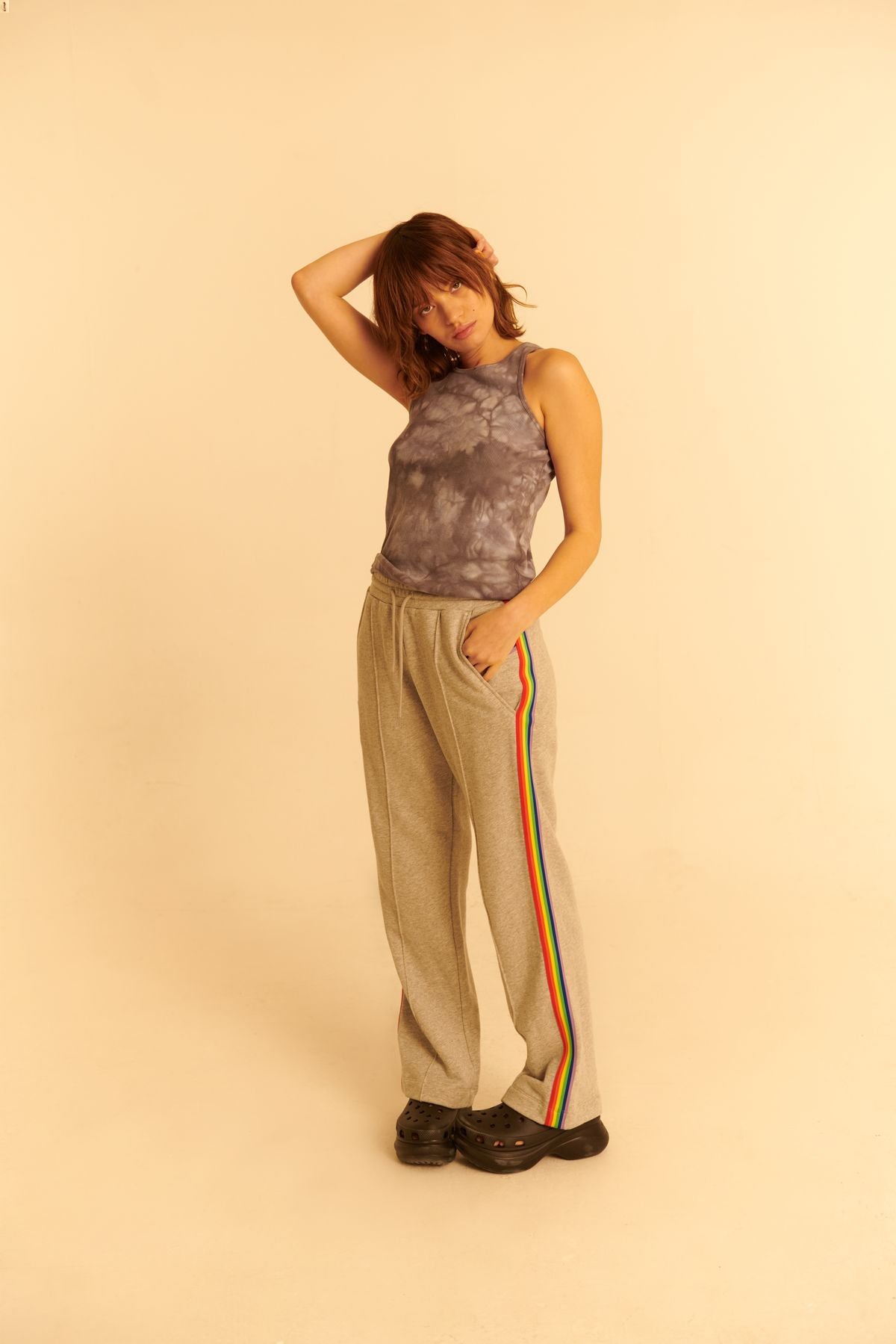Rainbow Rib Stripe Retro Track Pants